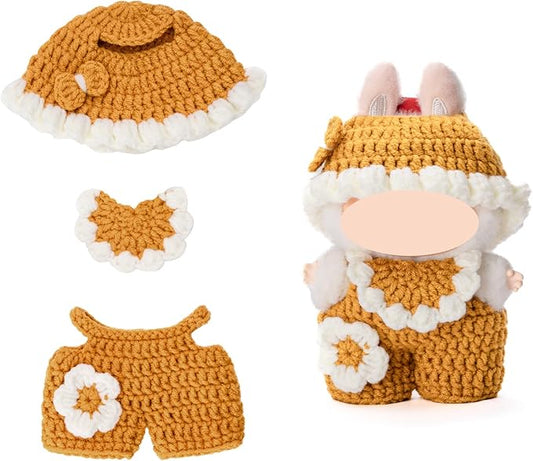 Hand-Crocheted Clothes for Labubu Clothes/for Labubu Outfits, 3-Piece Clothes Set for 17cm Lububu Doll, Doll Clothes Designer Accessories for La Bubu, Sweaters & Hat.