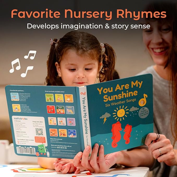 Cali's Books You are My Sunshine Music Book for Toddlers 1-3 Years Old - Nursery Rhymes Musical Books, Interactive Baby Sound Book, Singing Toy for Children Girls, Learning Song Toys for Toddler Boys