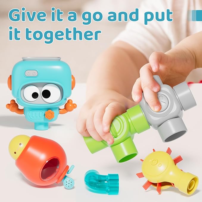 DIY Assemble Water Pipe, Bath Toys for Kids Ages 4-8, Building Kit for Ages 5-7, Fun Bath Tub Time Birthday Gifts for Toddlers 3 + Year Old Boys & Girls