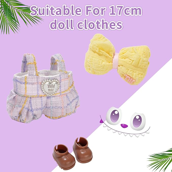 Cute Clothes for Doll Design Outfit Blind Mystery Box Accessories Mini La Boo-Boo Blah Bu Bu BuLafufu Ropa Plush Toy Stuff Dress Overalls Pajamas Hoodie Purple