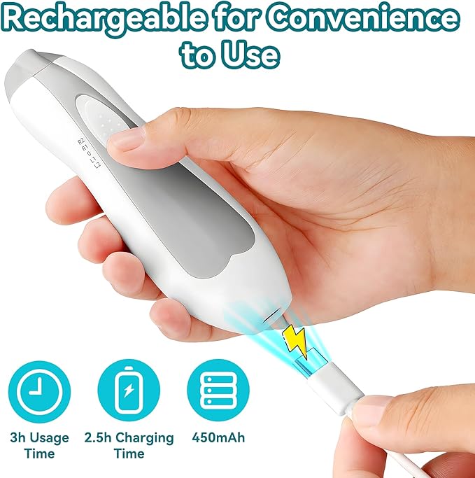 Qunlions life Baby Nail Trimmer Electric, 6 in 1 Rechargeable Baby Nail Clippers Manicure Set Grooming Kit for Toddler Infant or Adults (Grey)