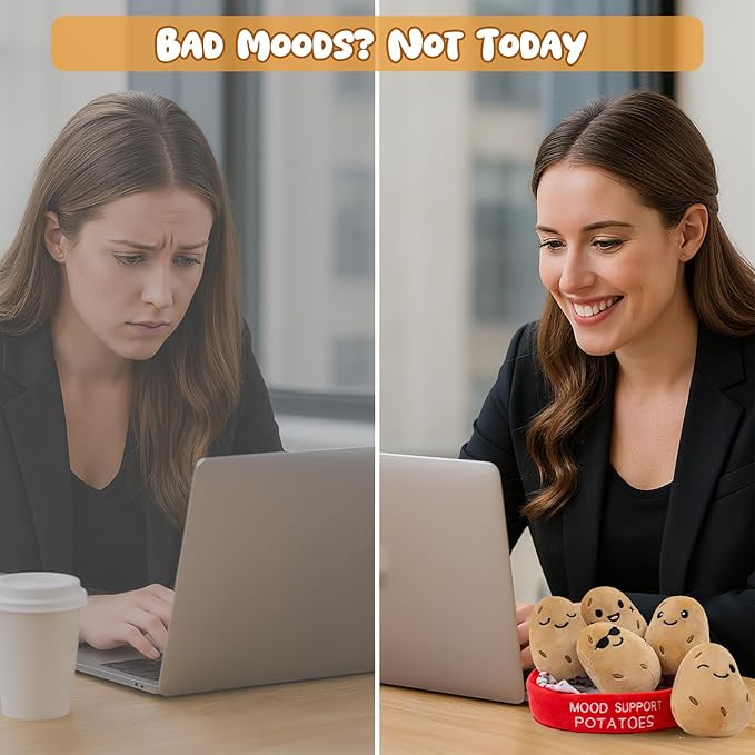 Mood Support Plush Potatoes Bundle: 5 Adorable Stuffed Potatoes in Basket, Emotional Wellness Stuffed Animals Toys, Stress Relief Sensory Toys for Adults & Kids Gift for Christmas/Birthday