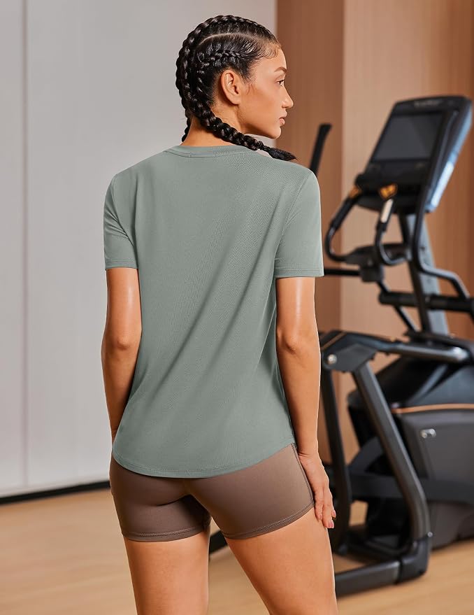 PINSPARK Soft Workout Tops for Women UPF 50+ Sun Protection Shirt Quick Dry Athletic Running Hiking Travel Basic Tee Shirts