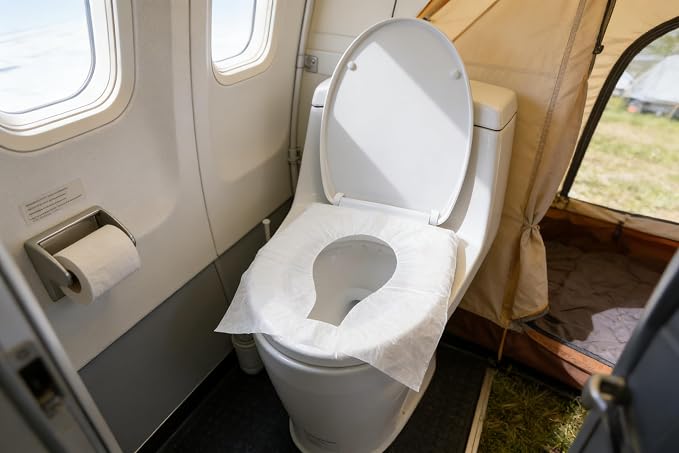 Disposable Toilet Seat Covers, 10pcs Flushable Travel Disposable Toilet Seat Covers for Adults Kids Potty Training, Travel Essential Accessories for Airplane, Road Trips, Camping (10)