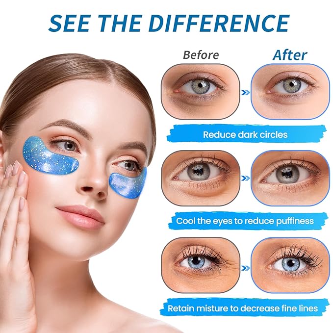 Onespring Under Eye Patches (8 Pairs) - Revitalises and Refreshes Your Skin, Eye Masks for Eye Bags, Dark Circles, Wrinkles, Collagen Gel Pads, Relieves Pressure - Travel Essentials