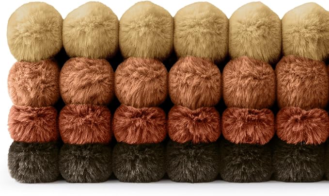 MIULEE Fall Rust Orange Faux Fur Plush Decorative Throw Pillow Covers18x18 | Set of 4, Striped, Soft Boho Farmhouse Vintage, Rustic Cozy Home Decor, Cushion Cases for Sofa Couch Bed Living Room