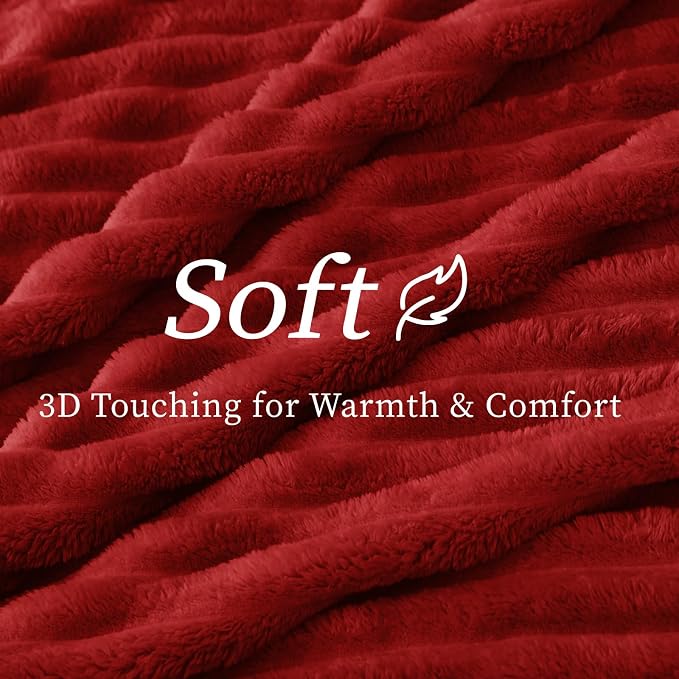 BEDELITE Ribbed Twin Blanket for Couch & Bed, Burgundy, 60"x80" | Ultra-Soft Plush Fleece, Cozy, Warm Yet Lightweight, Ribbed Texture, Home Decor, Machine Washable, Giftable, All-Season Use