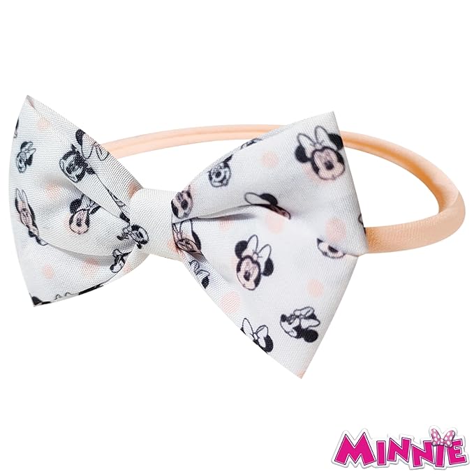 LUV HER Disney Minnie Mouse Headband Bows – Soft Elastic Hair Accessories for Newborn & Baby Girls, Colorful Printed Headbands