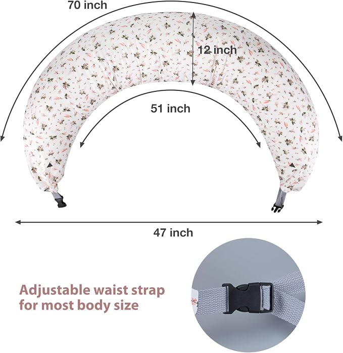 Chilling Home C Shaped Pregnancy Pillow, Full Body Pillows for Adults Pregnancy Pillows for Sleeping, Maternity Pillow for Pregnant Women 47 inch, Pregnant Women Must Have with Removable Cover, Floral