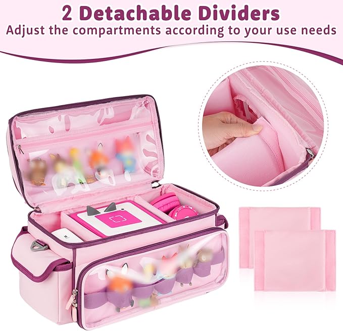 Carrying Case Compatible with Toniebox Starter Set Bundle, Cute Storage Travel Bag Compatible with Little Tikes Story Dream Machine Books Starter Set, Purple & Pink(Bag Only)