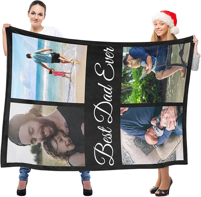 inkArts Custom Blanket with Photo, Personalized Blanket, Customized Photo Blankets, Customizable Blankets, Personalized Fathers Day Blanket Gifts for Dad Baby Kid Family Pet