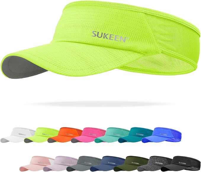 Sukeen Lightweight Sports Sun Visor Hat for Men Women | Packable, breathable, quick-dry, UPF50+ cooling visor hat, stretch fit, for running, tennis, golf, pickleball, softball