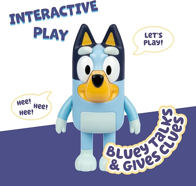 BLUEY Game Hide and Seek Electronic Figure, Articulated, Musical Kids Figurines with Dance Mode, Interactive Play Toddler Figurine Toys for Ages 3+