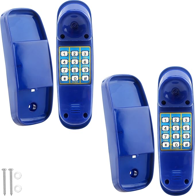 2 Pack Swingset Phone Toys Playground Swing Set Telephone Plastic Pretend Play Telephone with Numeric Key for Kids Outdoor Playground Treehouse Accessories (Blue)