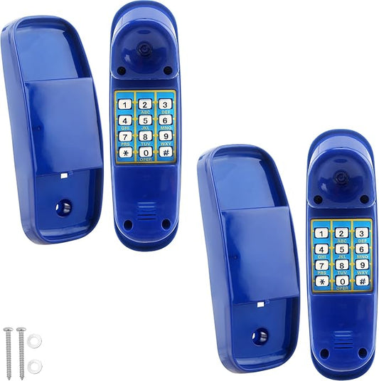 2 Pack Swingset Phone Toys Playground Swing Set Telephone Plastic Pretend Play Telephone with Numeric Key for Kids Outdoor Playground Treehouse Accessories (Blue)
