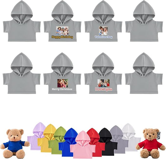 8 Pcs Personalized Teddy Bear Clothes with Photo Text, Custom Stuffed Animal Clothes Fit 8-16inch Stuffed Bear Clothing, Personalized Doll Clothing Make Your Own Plush Doll Shirt