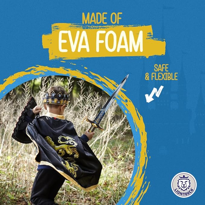 Liontouch - Triple Lion King Foam Sword, Shield & Crown for Boys – Age 3-8 Years | Medieval Toy Set for Pretend Play | Safe Weapons & Battle Accessories for Kids’ Dress Up, Cosplay & Royal Costumes