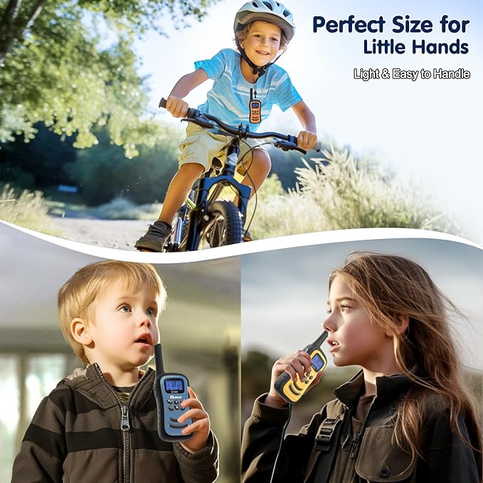 QUOLIX Walkie Talkies for Kids 3 Pack, Rechargeable Kids Walkie Talkies Toy for 3-12 YrO Boys, Long Range Walkie Talkie with 22 Channels & Flashlight Birthday Gifts for Kid‘s Outdoor Adventure