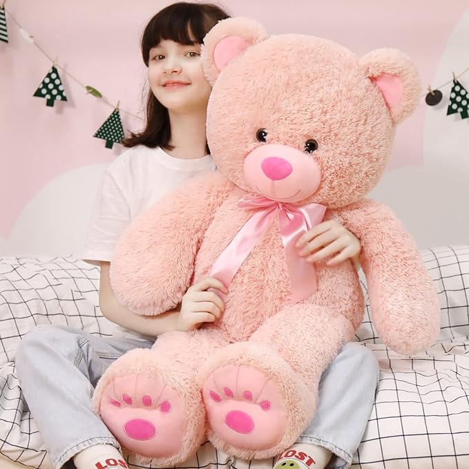 MorisMos Giant Teddy Bear Stuffed Animal 36in, Big Teddy Bear Pink, Large Teddy Bear Cuddly Soft for Baby Shower, Boys, Girls