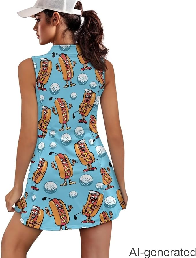 Golf Dress Tennis Dresses for Women with Built in Shorts and Pockets Sleeveless Athletic Dress Workout Dress