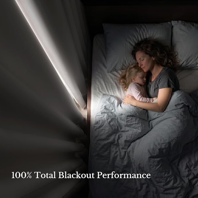 NICETOWN 100% Blackout Curtain Panels 84 inch Long for Living Room, Bone White, 2 Panels, Thermal Insulated Farmhouse Blackout Window Drapes for Bedroom
