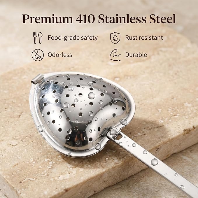 2 Pcs Tea Infuser Spoon Tea Spoon for Loose Teas Heart Shaped Teas Steeper Stainless Steel Fine Mesh Strainer