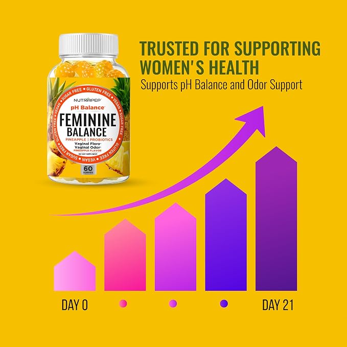NutraPep Feminine Balance Probiotics Gummies for Women - Vaginal Health & Women's pH Balance Natural Gummy Supplement with Cranberry Pineapple Powder - Sugar Free Gluten Free Vegan