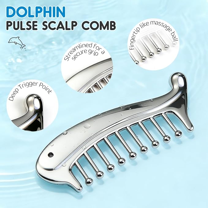 Gua Sha Tool For Face, Metal Gua Sha Comb For Scalp Massage & Scalp Gua Sha | Fixed Massage Points For Deep Scalp Massage & Head Gua Sha. Portable Massage Comb For Women, Relax Anytime At Home & Office
