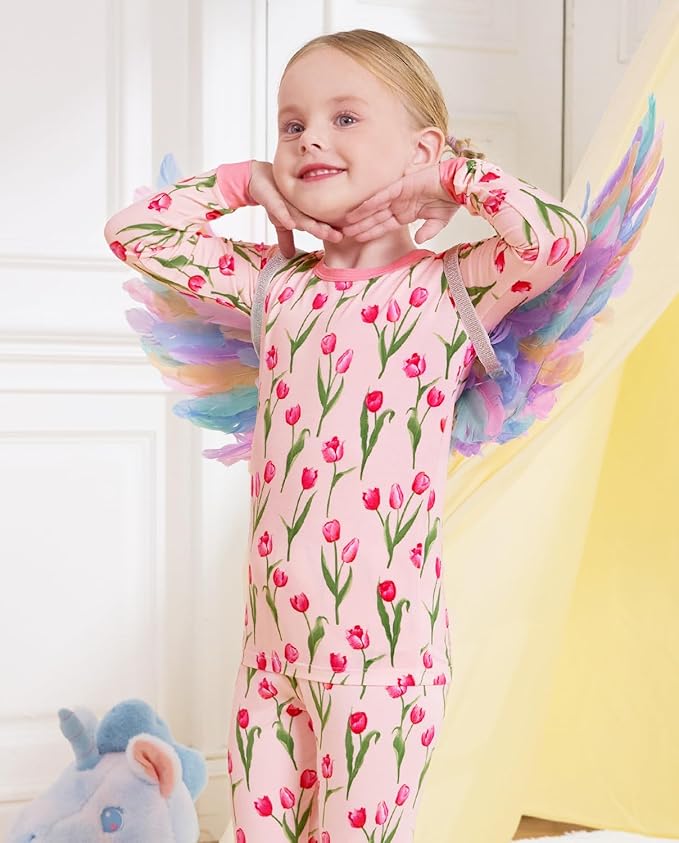 Bamboo Viscose Toddler Girls Kids Pajamas Unicorn Mermaid Pjs Long Sleeve Snug fit 12M-8Y 2pcs Soft Jammies