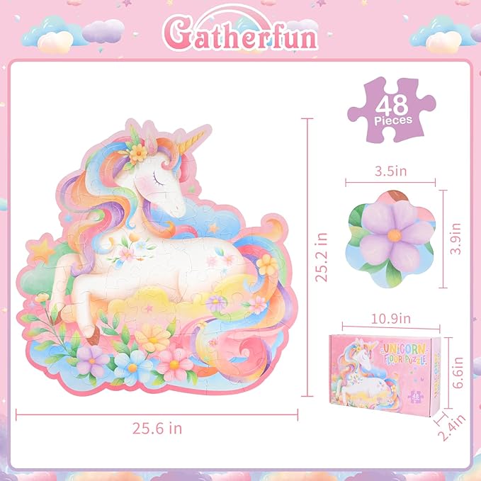 Unicorn Floor Puzzle - 48 Large Pieces, Ideal as Unicorn Party Decorations & Magical Gifts for Girls