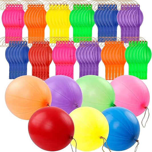RUBFAC 80Pcs Punch Balloons, Party Favors for Kids, Thickened Heavy Duty Neon Punching Bounce Balloon for Birthday Goodie Bag Stuffers Exciting Outdoor Play Supply