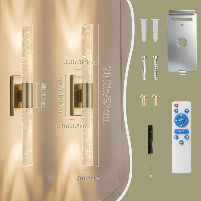 camuucci Battery Operated Wall Sconces Set of 2, Rechargeable Wall Lights | 12000mAh Long-Lasting Battery,Dimmable Cordless Sconce,No Wiring Needed for Bedroom,Living Room,Brown 20.9-Inch