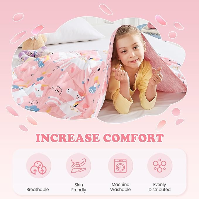 Weighted Blanket - 2 lbs Cooling Pink Unicorn Heavy Blanket, 36"x48", Small Size Breathable Lap Blanket for Hot Sleepers