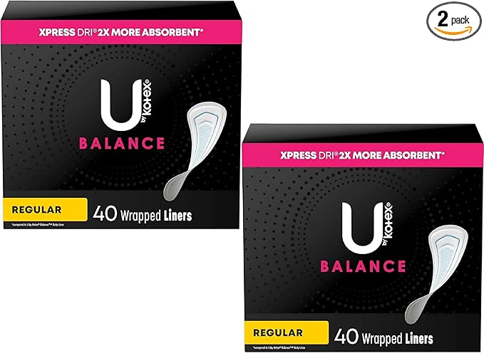 U by Kotex Curves Regular Liners 40 Each (Packs of 2)