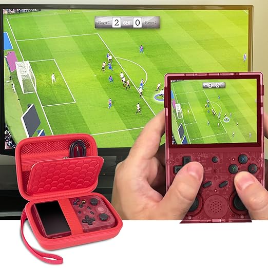 PAIYULE Travel Case Compatible with RG353V/ RG353VS/ R36S Retro Handheld Game Console, Handheld Emulator Storage Holder Organizer, Android Game Console Carrying Bag (Red) (Box Only)