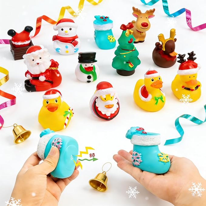 2.5 Inch Rubber Ducks for Kids – Pack of 12 Mini Christmas Ducks, Cute Holiday Ducking for Gift Toys, Party Favors, Jeep Ducks Themed Bath Toys for Toddlers & Kids