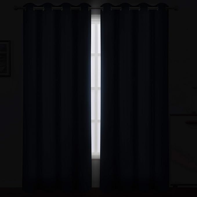 LEMOMO Navy Blue Thermal Blackout Curtains/52 x 108 Inch/Set of 2 Panels Room Darkening Curtains for Bedroom