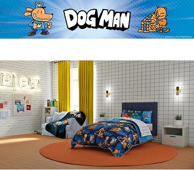 Franco Dog Man Supa Book Kids Bedding Super Soft & Cozy Reversible Microfiber Comforter and Sheet Set with Sham, 5 Piece Twin Size, (Officially Licensed Product)