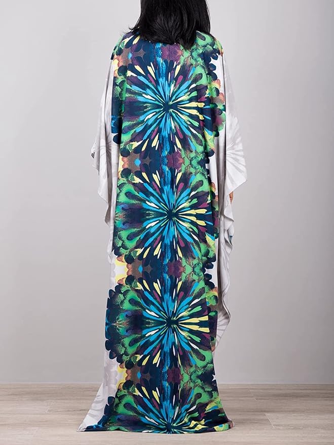 Venasha Womens Caftan Floral Print Kaftan Dress Short Sleeve Swimsuit Cover up Loungewear for Summer