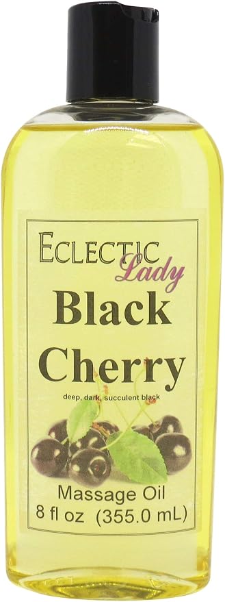 Black Cherry Massage Oil, 8 oz, With Sweet Almond Oil and Jojoba Oil