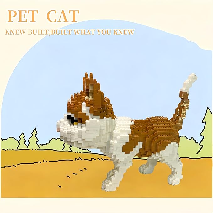 Cat Building Block Set, Animal Cat1300+ Pieces, Gifts Suitable for Adults and Kid