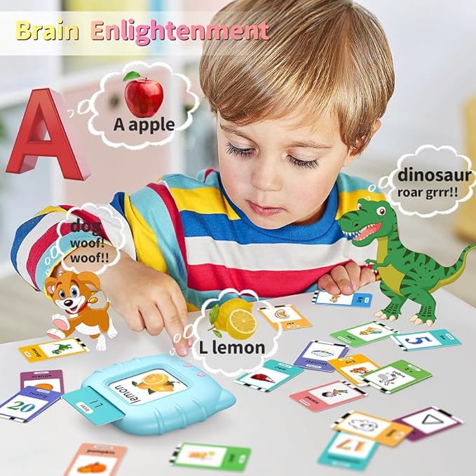 580 Pre-K Sight Words Talking Flash Cards with Dolch Words,Letters/Number(0-100), Etc, Speech Therapy, Autism Sensory Toys, Easter Basket Stuffer Gifts for 3-6 Year Old Boys and Girls, Blue