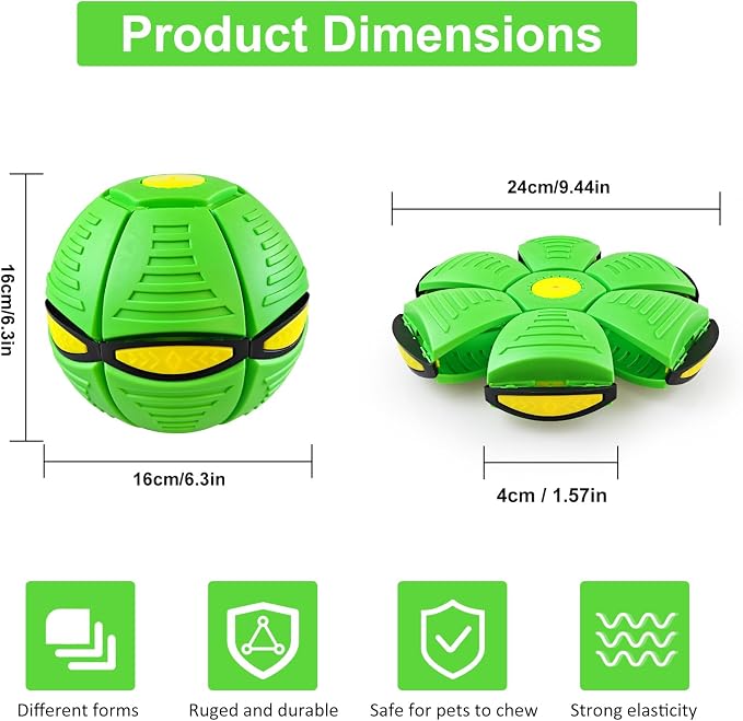 Magic Bouncing Ball 6-Light Dual Form – Pop up, Meta Ball Metaball Transforming Design – Flying Saucer Bouncy – Interactive Bouncing Balls for Parent-Child Interaction – Gift Pack –Green