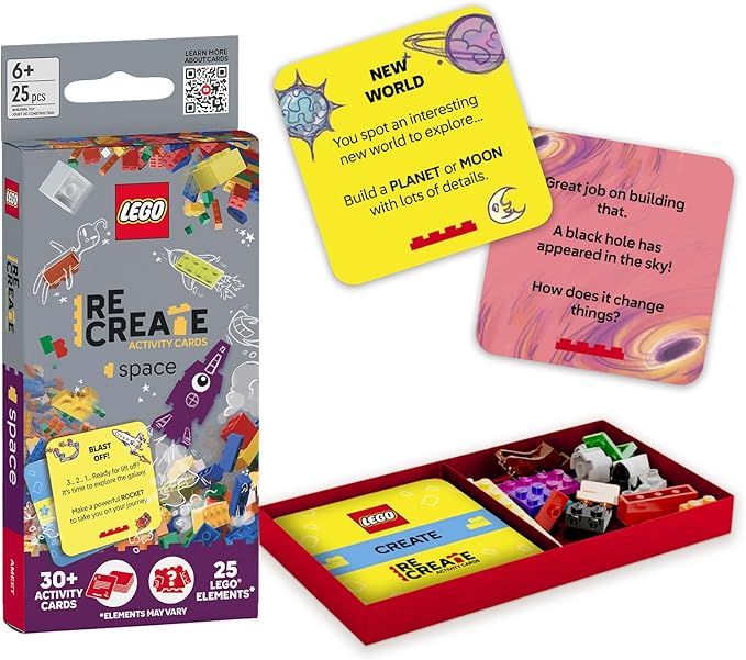Lego Recreate Activity Cards – Space | Outer Space Building Game with 30+ Activity Cards & 25 Lego Elements | Ages 6+