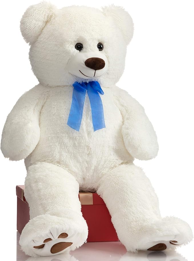 HollyHOME Teddy Bear Stuffed Animal Plush Giant Teddy Bears with Footprints Big Bear 36 inch White
