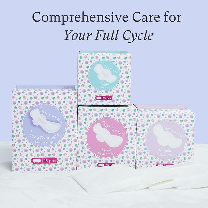 PurComfy Teens Maxi Period Pads with Wings for Tweens, Organic Cotton Sanitary Pads for Teens Girls 9-14, Long Overnight Size, 15 CT