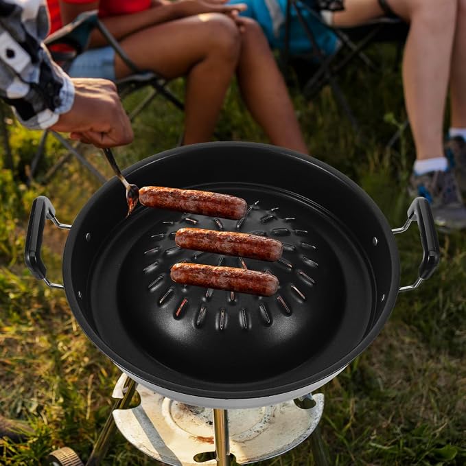 STOBAZA Korean BBQ Grill Pan Portable Barbecue Tray Meat Grilling Pan 30cm Non-Stick Barbecue Stovetop Plate for Home Camping Picnics Indoor or Outdoor Grilling