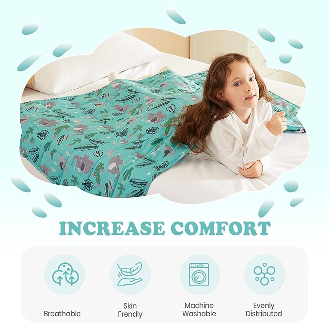 Weighted Blanket - 7 lbs Green Bush Heavy Blanket - Small Size Breathable Lap Blanket(41"x60", 7 lbs)