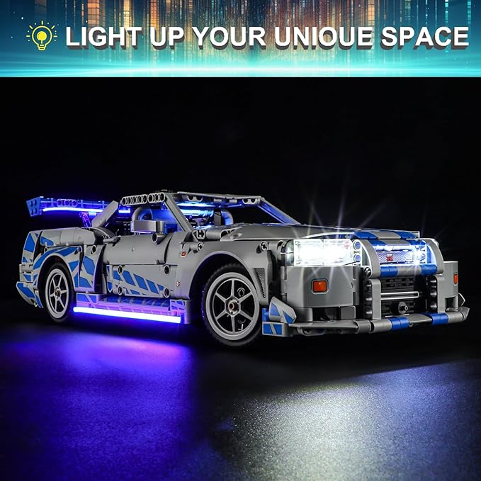 LED Light Kit for Lego 42210 2 Fast 2 Furious Nissan Skyline GT-R (R34) Car, Compatible with Lego 42210 Building Blocks Model(Not Include Blocks Set)