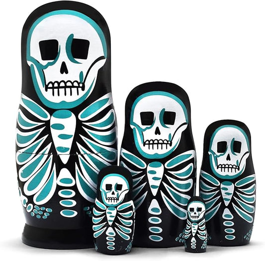 Nesting Dolls Wooden Russian Skull Matryoshka Dolls Gift for Halloween Toddler Kids Boys Girls Toys for Children Christmas Birthday